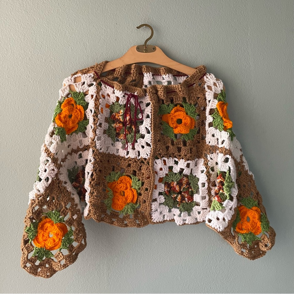 Handmade | Knitted Crochet Granny Squares Poncho